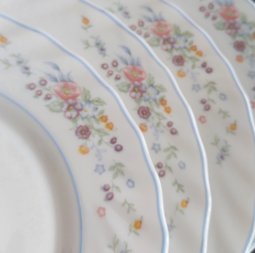 Arcopal Victoria Floral Glass Salad Plates Set of 4 Milk White Dessert Plate
